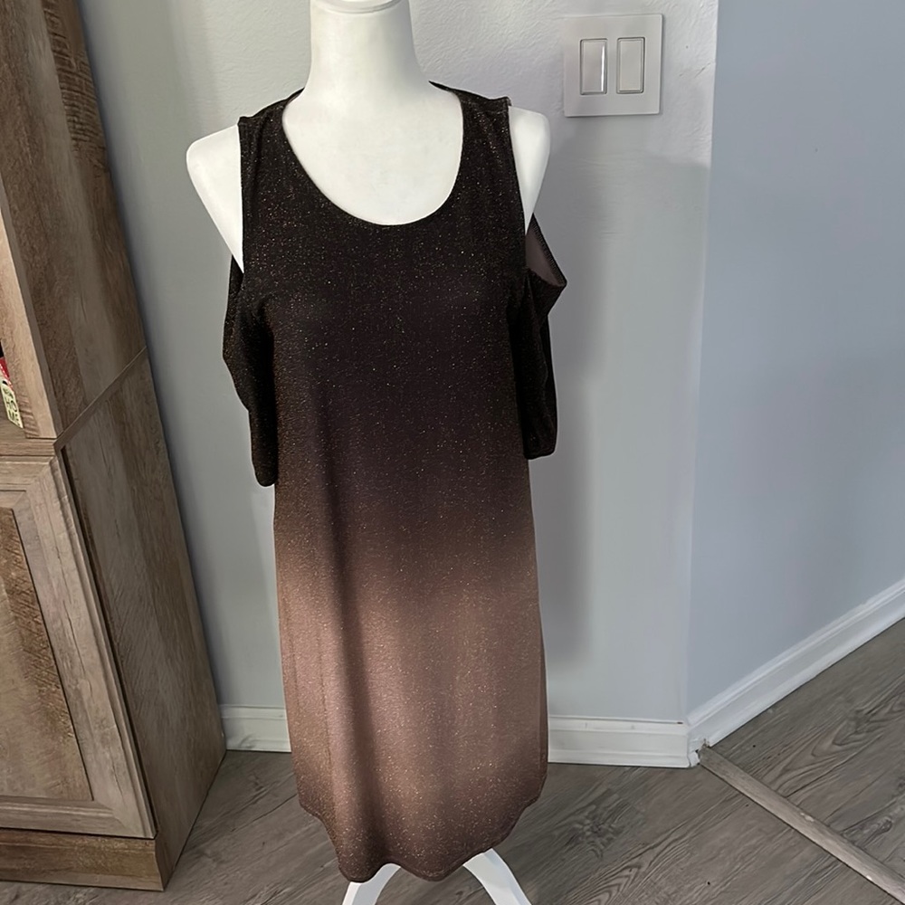 Sparkly cold shoulder dress. Very comfy. 34” long, 14 “ across